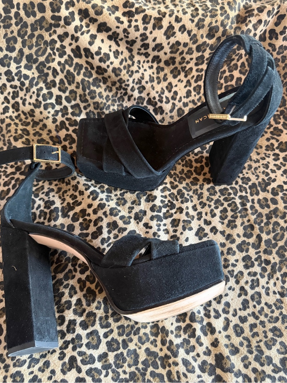 Good American Suede Strappy Heels
